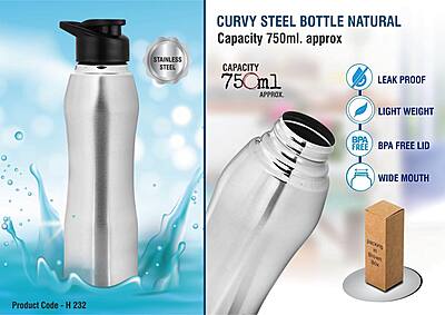 Curvy steel bottle Natural | Capacity 750ml approx