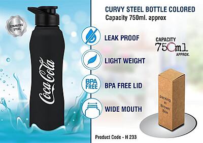 Curvy steel bottle Colored | Capacity 750ml approx