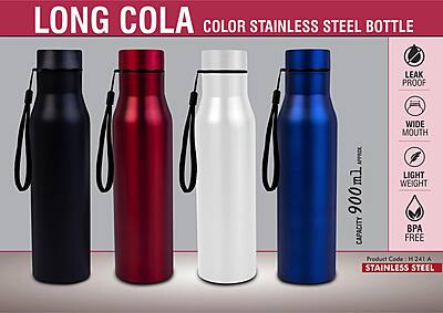 Long Cola Colored Stainless steel single wall bottle