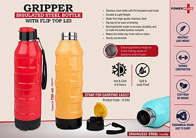Gripper: Insulated Steel Bottle with Flip top lid