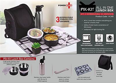 PIK-KIT: All in 1 Lunch box with 3 Microwaveable Steel containers