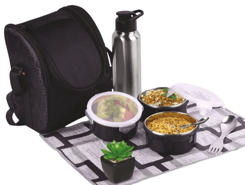 PIK-KIT: All in 1 Lunch box with 3 Microwaveable Steel containers PIK-KIT: All in 1 Lunch box with 3 Microwaveable Steel containers