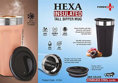 Hexa Insulated : Tall sipper mug with temperature retention