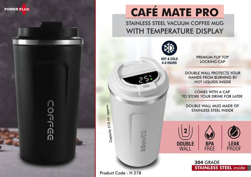 Cafe Mate Pro: Stainless Steel Vacuum coffee mug with Temperature Display | Cafe Mate Pro: Stainless Steel Vacuum coffee mug with Temperature Display |