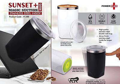 Sunset+ : Magic Suction Mug with Stainless Steel inside