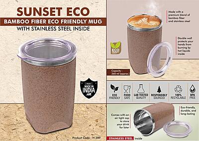 Sunset Eco: Bamboo Fiber Eco Friendly steel Mug with Stainless Steel Inside