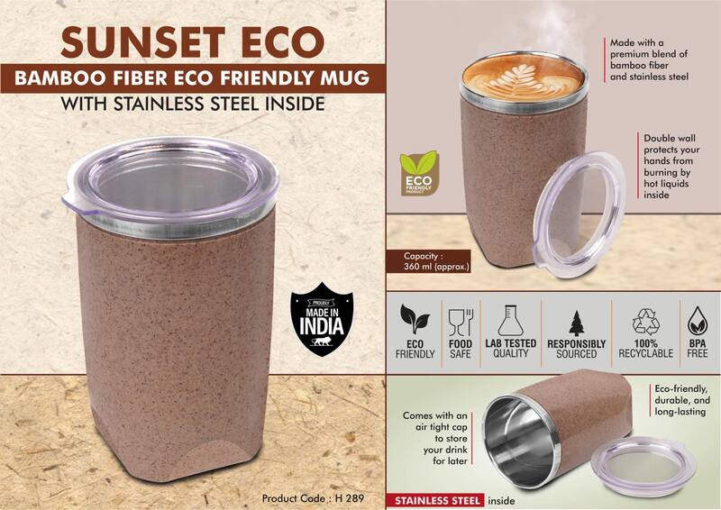 Sunset Eco: Bamboo Fiber Eco Friendly steel Mug with Stainless Steel Inside