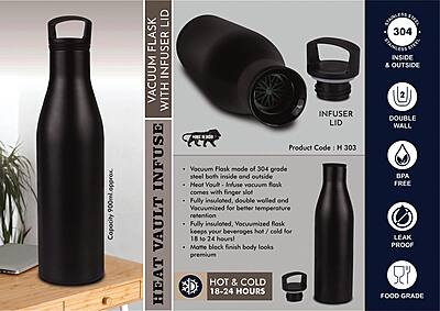 HeatVault Infuse: 900 ml vacuum flask with infuser lid