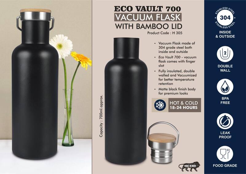 EcoVault 700: 700 ml vacuum flask with Bamboo lid EcoVault 700: 700 ml vacuum flask with Bamboo lid