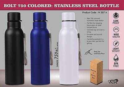 Bolt 750 Colored: Stainless steel single wall bottle