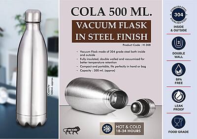 Cola 500 ml Vacuum flask in Steel Finish