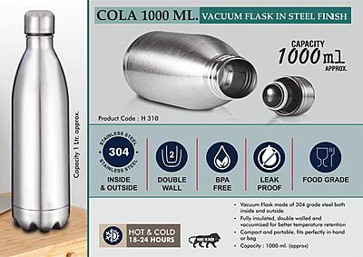 Cola 1000 ml Vacuum flask in Steel Finish