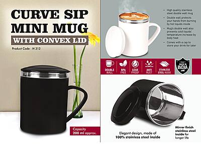 CurveSip Mini Steel mug with Convex Lid