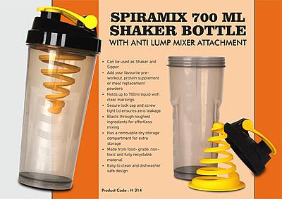 SpiraMix 700 ml Shaker Bottle with Anti Lump mixer attachment