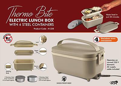 ThermoBite: Electric Lunch Box with 4 Steel Containers