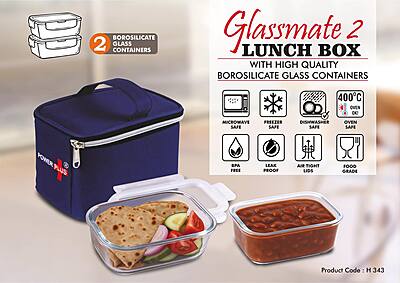 GlassMate 2 Lunch Box: Lunch box with High quality borosilicate glass Containers
