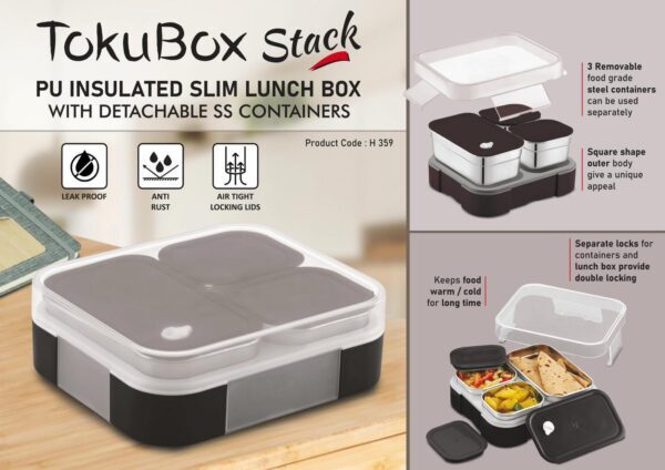 TokuBox Stack: Slim Lunch box with Detachable SS containers TokuBox Stack: Slim Lunch box with Detachable SS containers