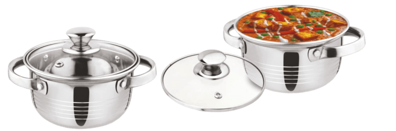 Swerve: Glass lid Stainless Steel Serving Casseroles