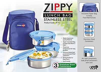 Zippy Lunch box bag- 3 containers (steel)
