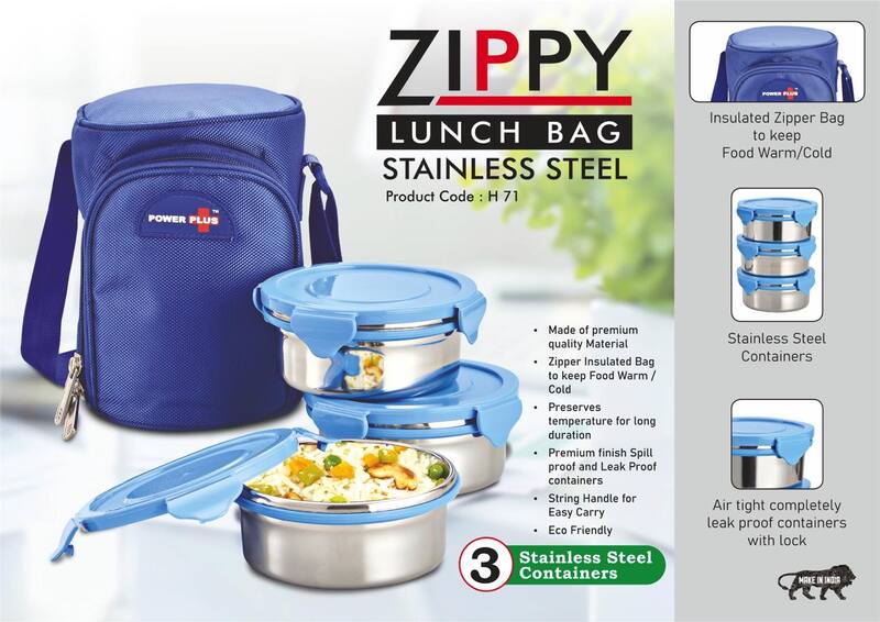 Zippy Lunch box bag- 3 containers (steel)