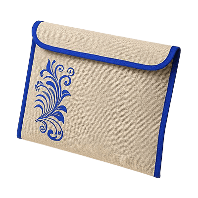 Elegant Natural Jute Folder with Floral Design