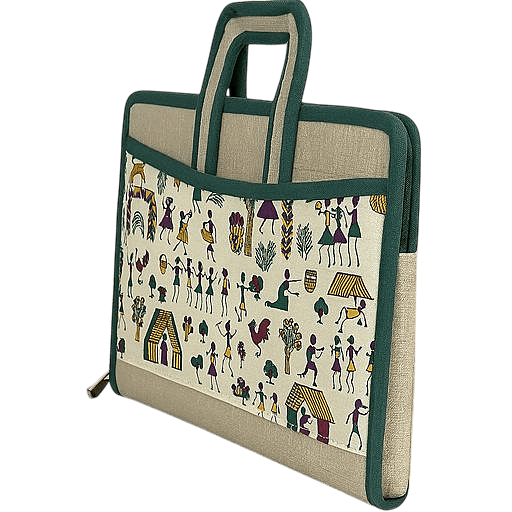 Tribal Print Jute Office Folder with Handle
