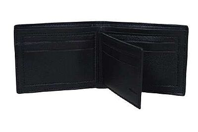 BLACK AND BROWN LEATHERITE WALLET FRONT DESIGN