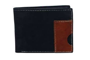 BLACK AND BROWN LEATHERITE WALLET FRONT DESIGN
