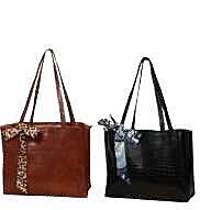 WOMAN HANDBAGS WITH SCARFS BLACK/ TAN