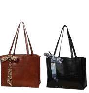 WOMAN HANDBAGS WITH SCARFS BLACK/ TAN