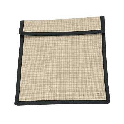 Elegant Natural Jute Folder with Blue Floral Design