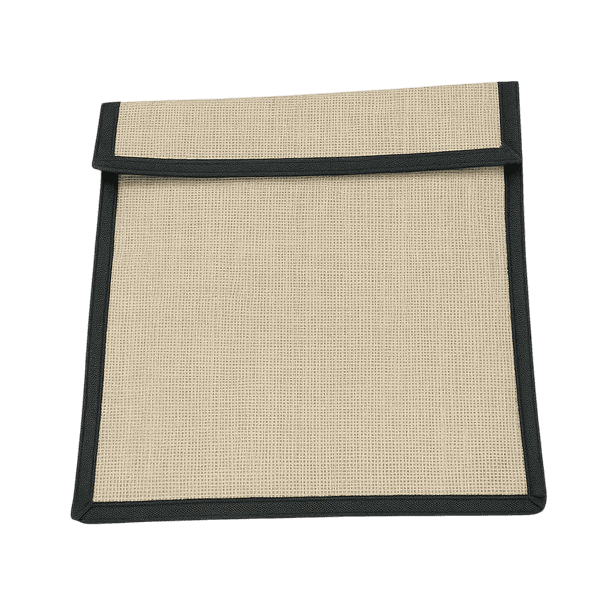 Elegant Natural Jute Folder with Blue Floral Design