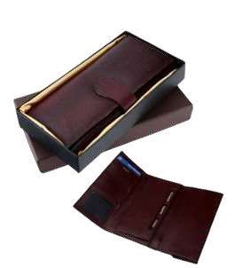 BROWN NDM LEATHER TICKET FOLDER 3 FOLD