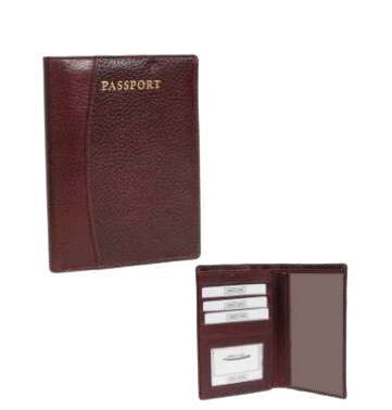 BROWN LEATHER PASSPORT HOLDER