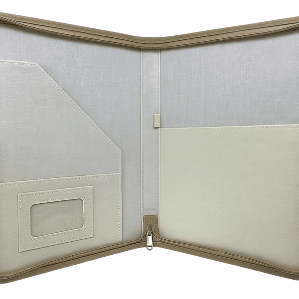 Jute and Canvas Executive Folder with Zipper