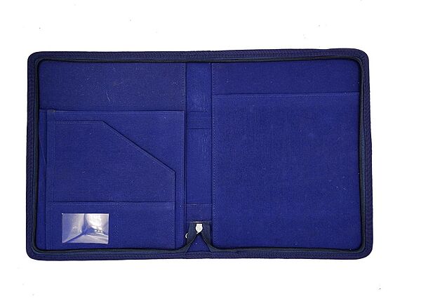 Premium Blue Fabric Folder with Functional Compartments