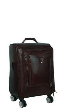 THREE ZIPPER PURE LEATHER TROLLY BAG