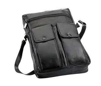 BLACK LARGE SHEEP LEATHER POUCH