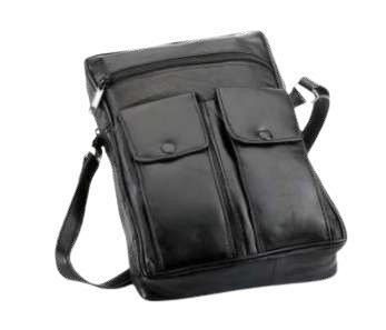 BLACK LARGE SHEEP LEATHER POUCH