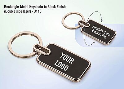Rectangle metal keychain in Black finish