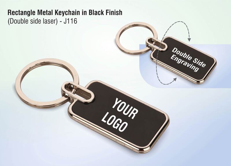 Rectangle metal keychain in Black finish Rectangle metal keychain in Black finish