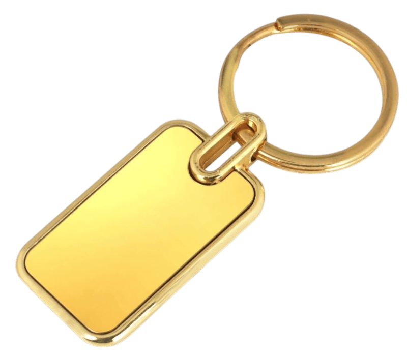 Rectangle metal keychain in Gold finish Rectangle metal keychain in Gold finish