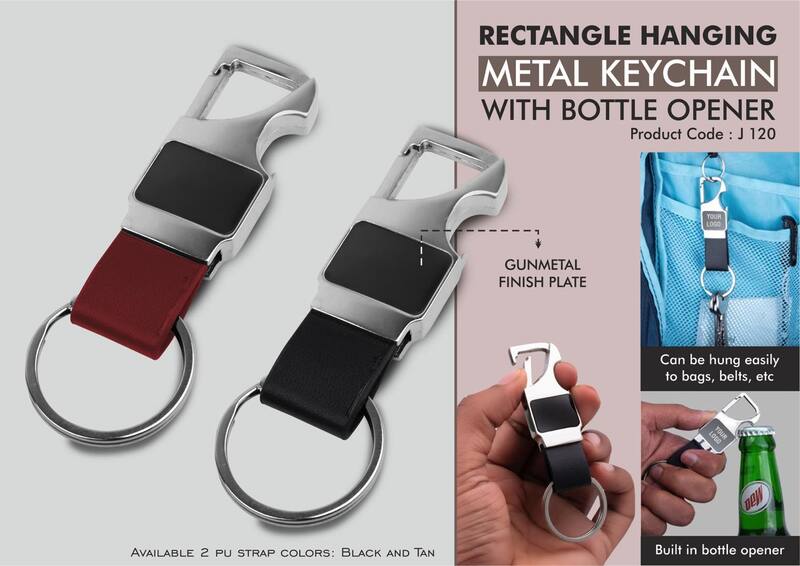 Rectangle hanging metal keychain with Bottle Opener & PU strap Rectangle hanging metal keychain with Bottle Opener & PU strap