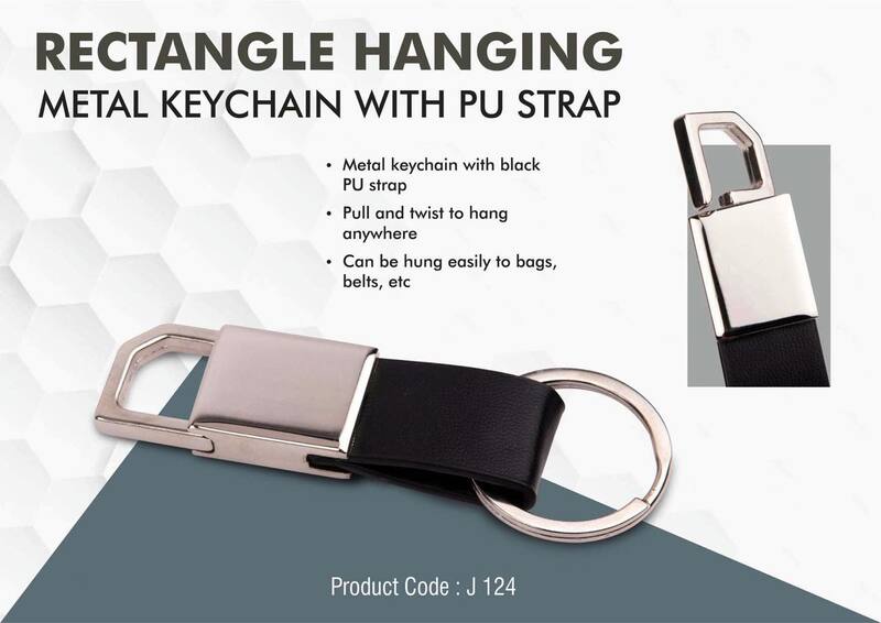 Rectangle hanging metal keychain with PU strap Rectangle hanging metal keychain with PU strap