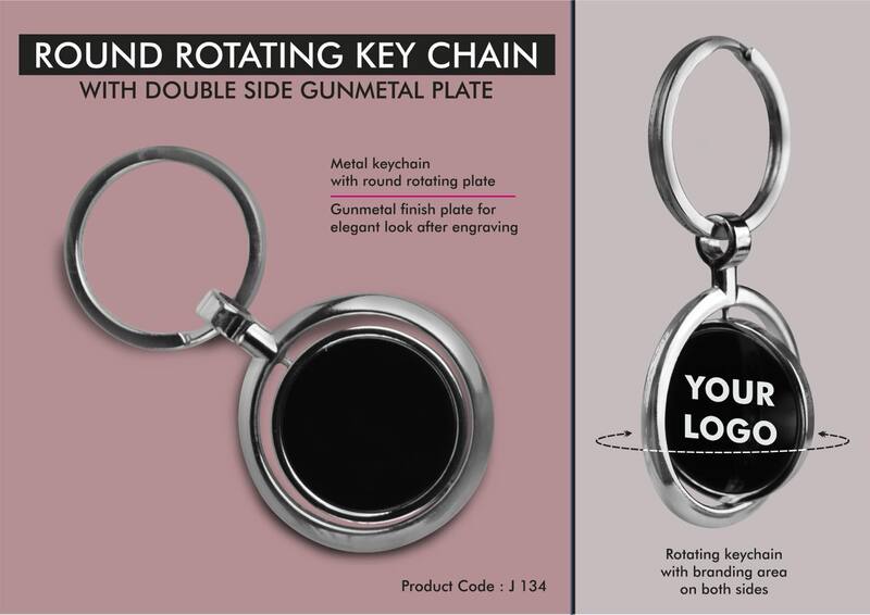 Round Rotating Key chain with Double side Gunmetal plate Round Rotating Key chain with Double side Gunmetal plate