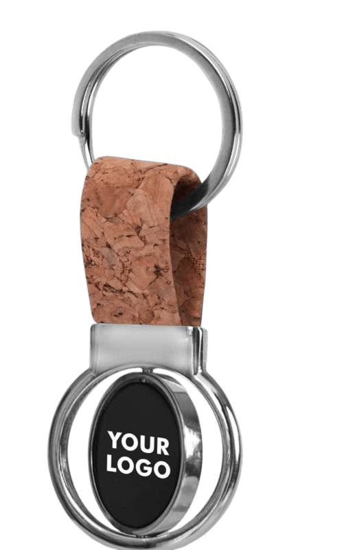 Cork Key chain with Round Rotating Double side Gunmetal plate Cork Key chain with Round Rotating Double side Gunmetal plate
