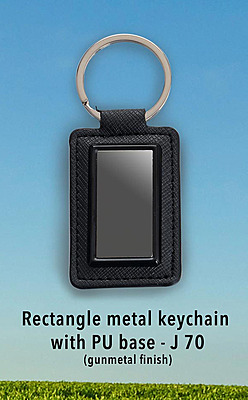Rectangle metal keychain with PU base