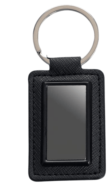 Rectangle metal keychain with PU base