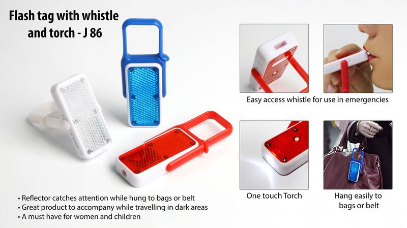 Flash tag with whistle and torch Flash tag with whistle and torch