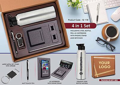 4 in 1 Gray set: Metal Keychain